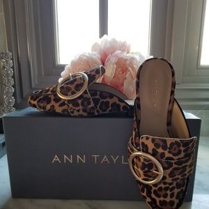 NWT Ann Taylor buckle slides - Brown leopard